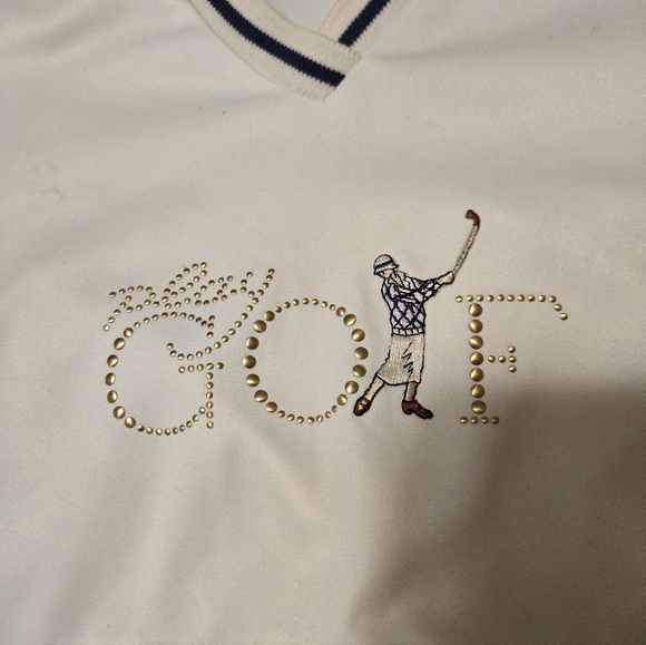 Vintage Quatum Sportswear Golf Wondbreaker Pullover White Size Med "Play Golf" - Picture 2 of 11